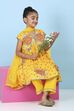 Yellow Cotton Printed Anarkali Suit Set