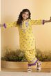 Yellow Cotton Floral Straight Kurta Set image number 6