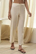 Cream-Colored Cotton Solid Regular Pants image number 4