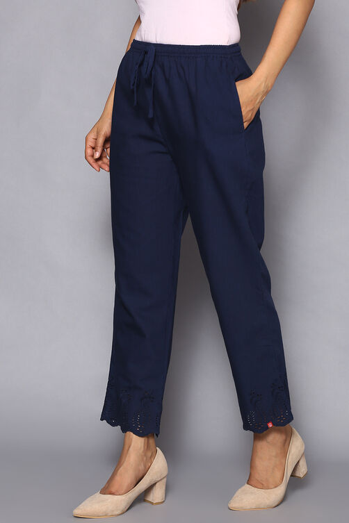 Buy Navy Cotton Ankle Length Pants (Pants) for N/A0.0