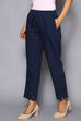 Navy Cotton Ankle Length Pants image number 2