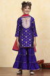 Purple Brocade Short Kurta Suit Set image number 6
