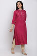 Magenta Viscose Straight Printed Kurta image number 4