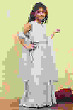 Blue Viscose Embroidered Kalidar Lehenga Set image number 5