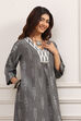 Grey Cotton Straight Suit Set image number 7