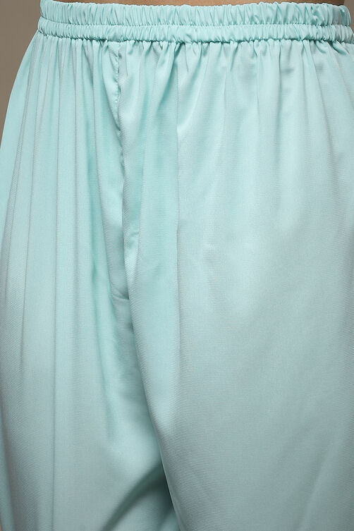 Light Blue Silk Blend Digital Print Unstitched Suit Set image number 3