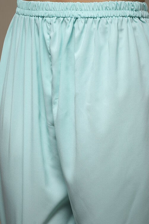 Light Blue Silk Blend Digital Print Unstitched Suit Set image number 3