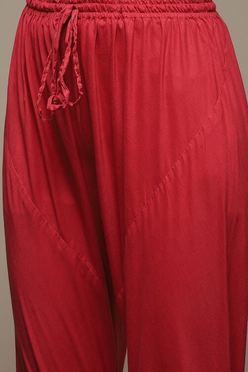 Red Cotton Anarkali Kurta Churidar Suit Set image number 2