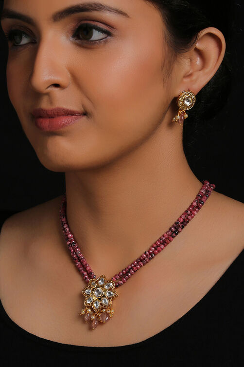 Pink Kundan Necklace Set image number 0