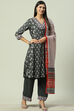 Red LIVA A-Line Kurta Palazzo Suit Set image number 5