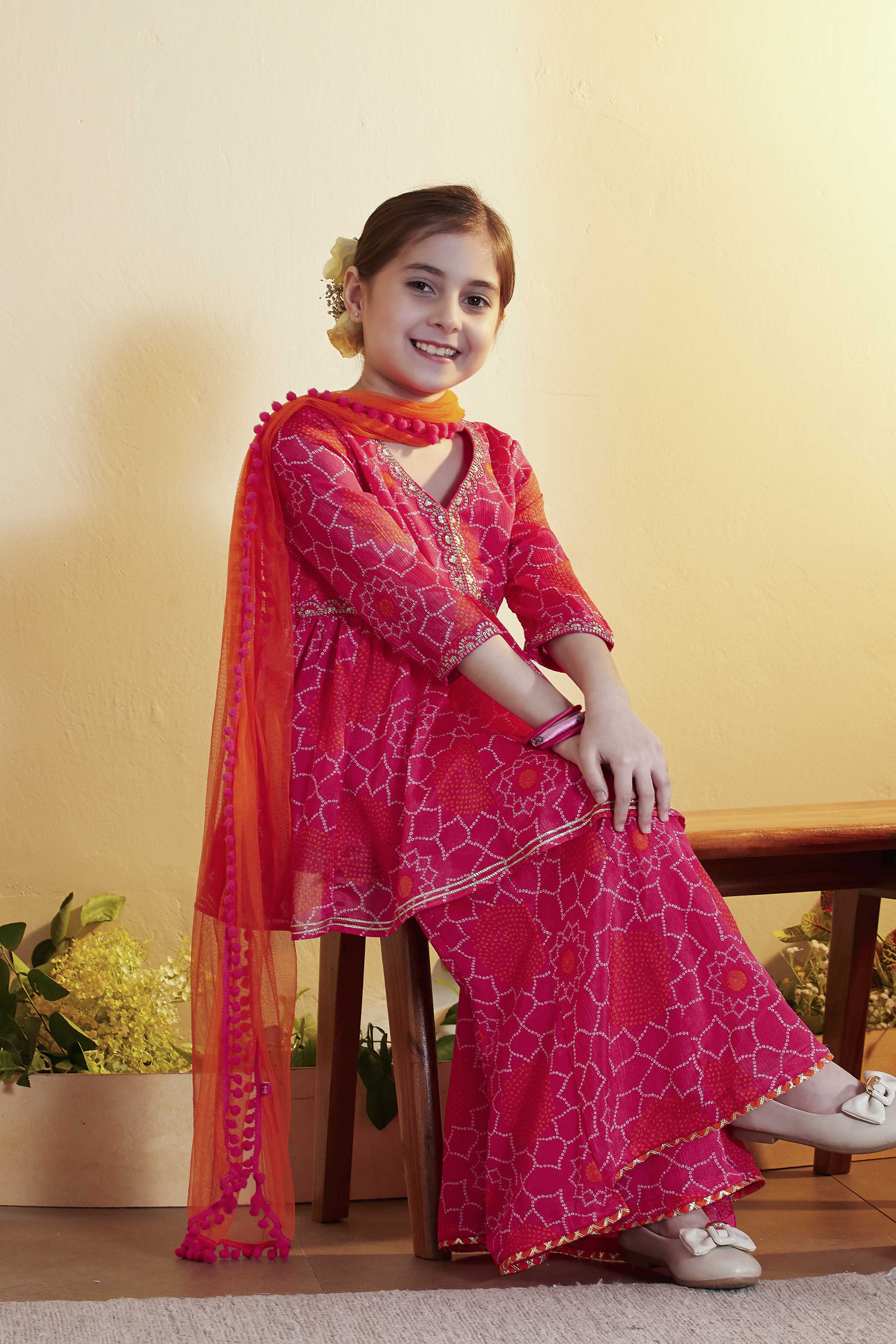Pink Printed Peplum Viscose Rayon Kurta Set image number 0