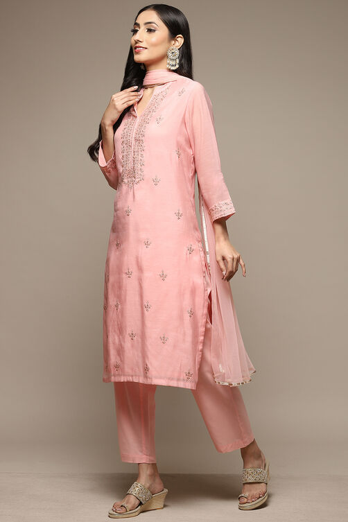 Yellow Cotton Blend Straight Kurta Suit Set image number 7