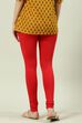 Red Cotton Blend Solid Churidar image number 4