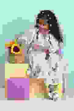 White Cotton Printed Anarkali Suit Set image number 0