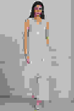 White Poly Chanderi Straight Suit Set image number 9