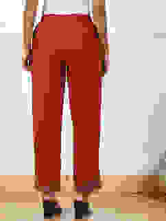 Rust Solid Mid-Rise Straight Palazzo Pants image number 5