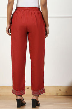 Rust Solid Mid-Rise Straight Palazzo Pants image number 5