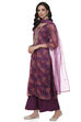 Purple Organza Digital Print Unstitched Suit Set image number 5