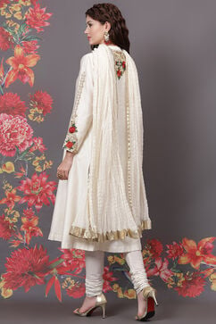 Rohit Bal Off White Cotton Silk Straight Yarndyed Suit Set image number 4