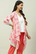 Pink Asymmetric Printed Jacket image number 5