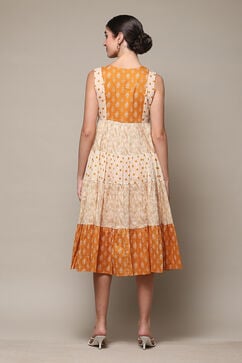 Orange Cotton Tiered Dress image number 4