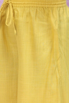 Lime Yellow Rayon Flared Printed Kurta image number 2