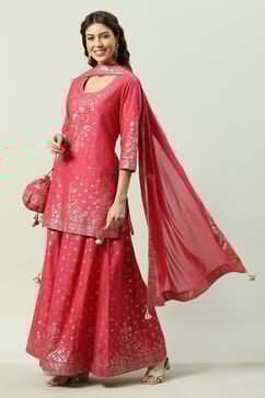 Fuchsia Cotton Sharara Set Kurta Sharara Suit Set image number 0