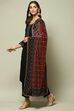 Black Cotton Straight Kurta Pants Suit Set image number 5