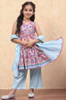 Coral Pure Cotton Floral Printed Tiered Suit Set image number 6
