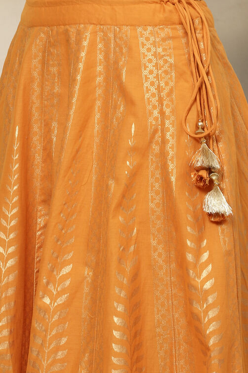 Mustard Cotton Flared Skirt image number 1