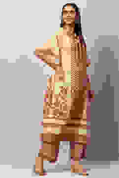 Beige Polyester Kaftan Set image number 5