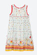 White Cotton A-Line Printed Dress image number 2