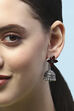 Red Oxidised Stone Studded Jhumkas image number 3
