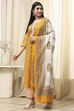 Royal Blue Cotton Screen Print Unstitched Suit Set image number 4