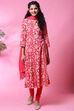 Blue Cotton Crushed Kalidar Kurta Churidar Suit Set image number 6