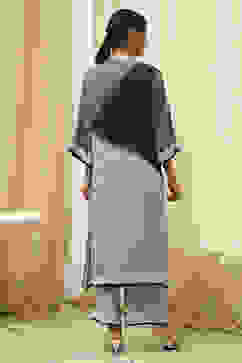 Grey Printed Straight Kurta Set image number 5