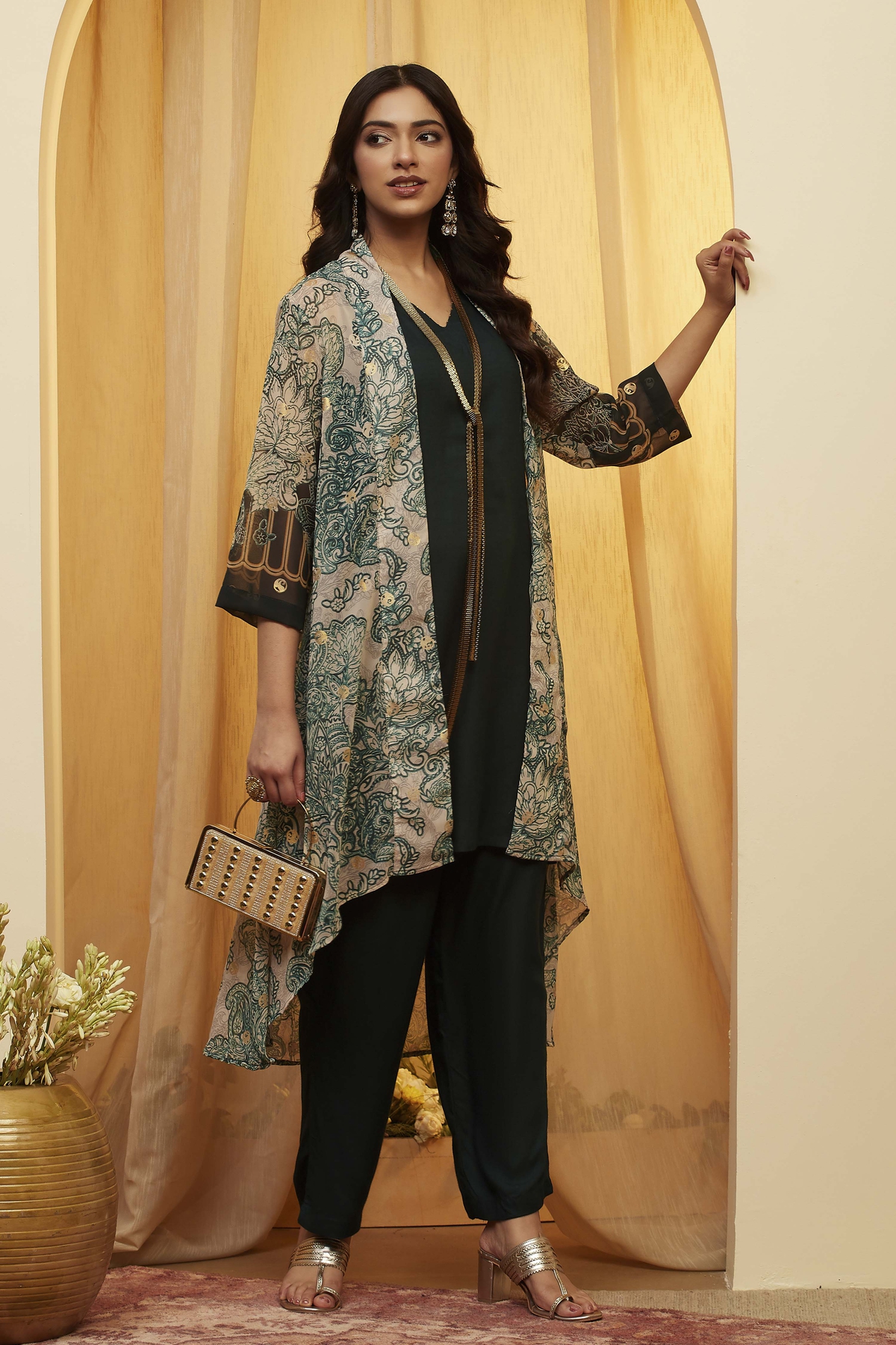 Green Viscose Rayon Straight Fusion Set