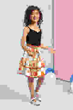 Cream-Colored Floral Tiered Skirt image number 0