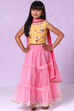 Yellow And Pink Art Silk Straight Kurta Lehenga Suit Set image number 0