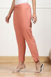 Rust Cotton Solid Regular Pants image number 2