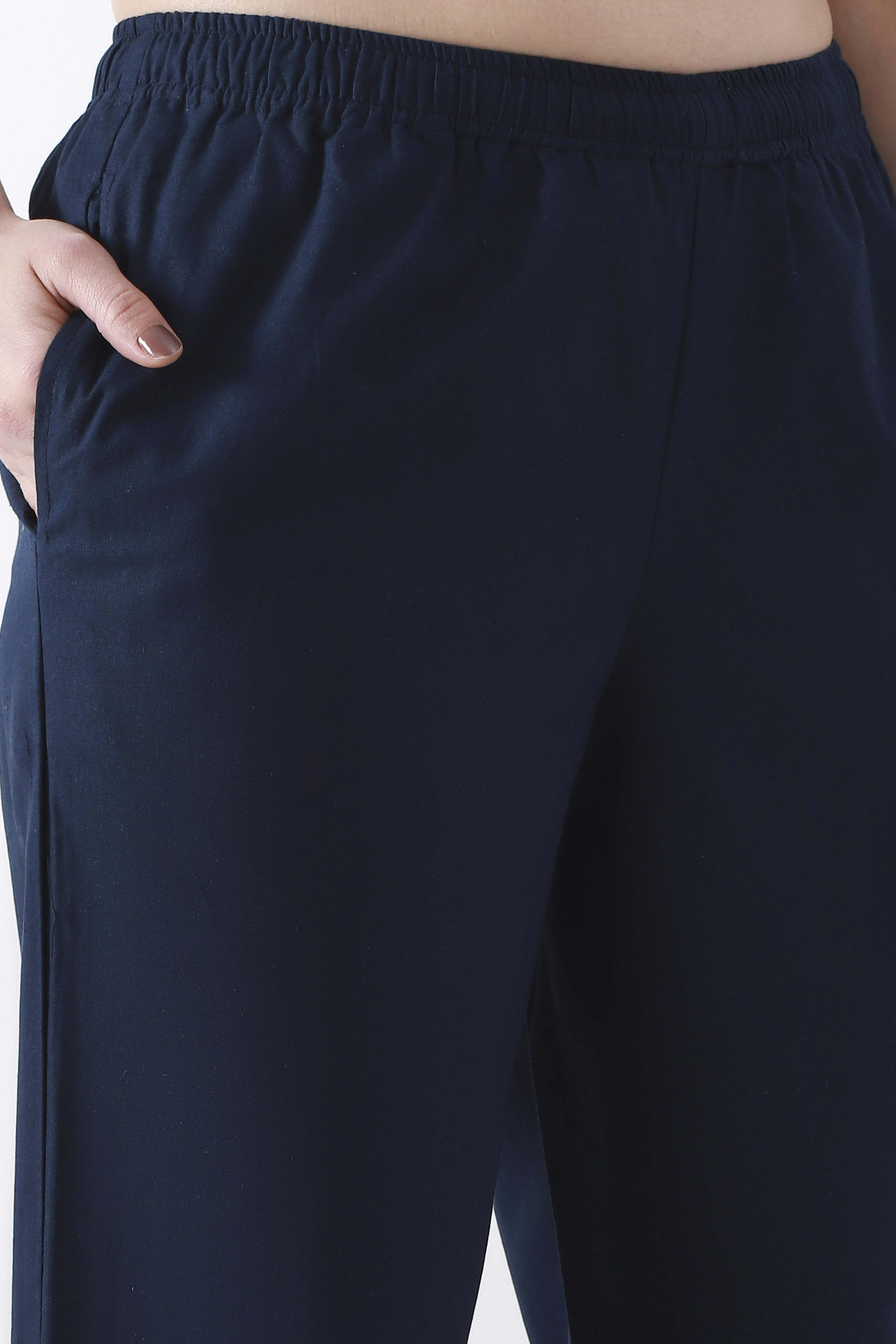 Blue Cotton Slim Pants image number 1