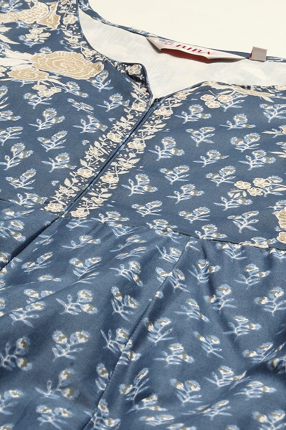 Indigo Cotton Anarkali Kurta Churidar Suit Set image number 1