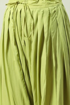 Green Art Silk Straight Kurta Salwar Pant Suit Set image number 3