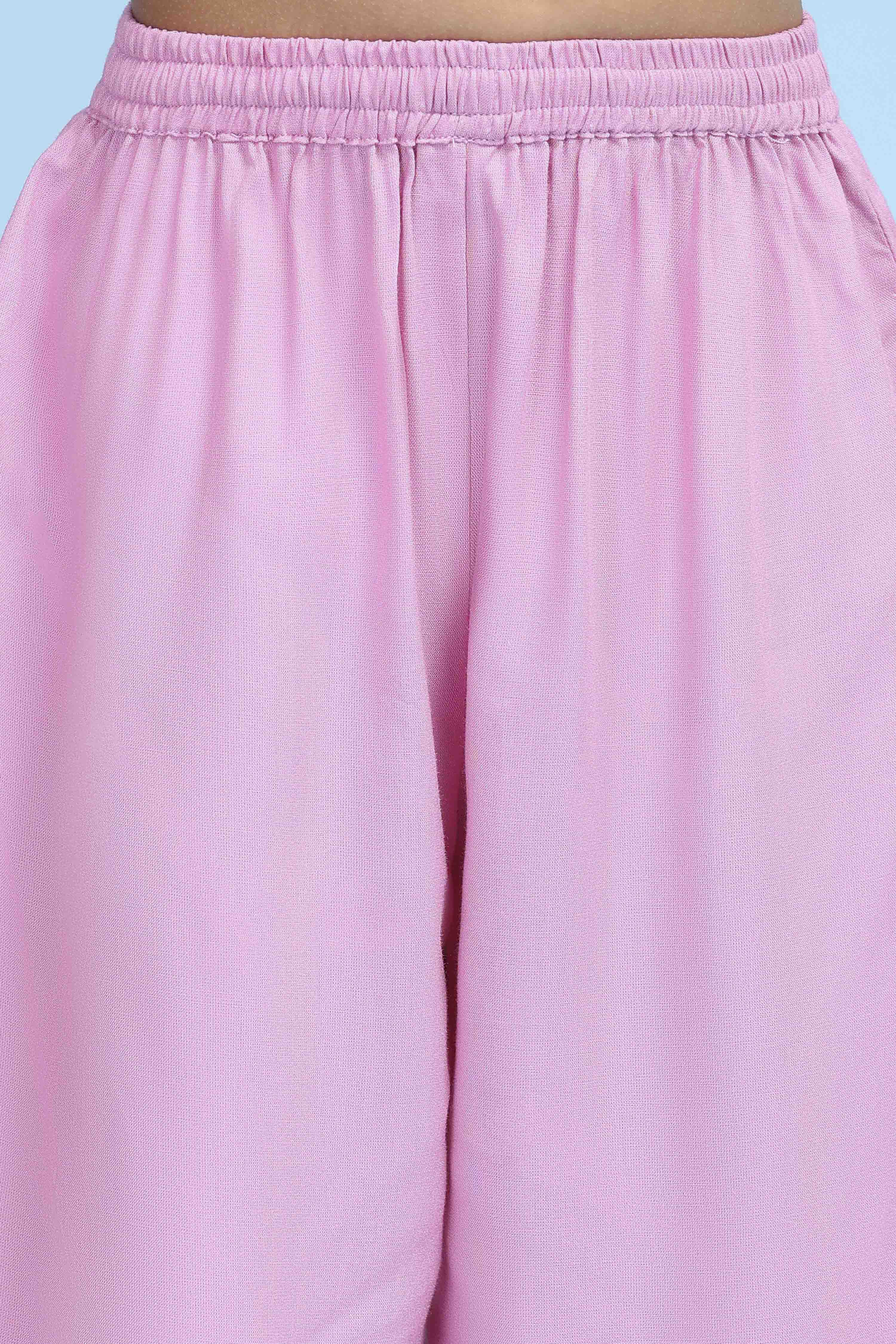 Pink Cotton Printed Tiered Suit Set image number 2