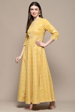 Yellow Cotton Anarkali Dress image number 2