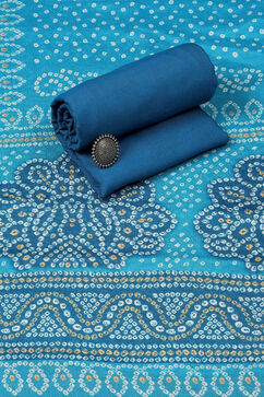 Blue Silk Blend Digital Print Unstitched Suit Set image number 2