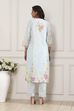 Powder Blue Cotton Printed Straight Suit Set image number 4