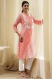 Coral Polyester Straight Kurta image number 0