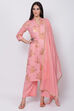 Peach Cotton Straight Kurta Palazzo Suit Set image number 0