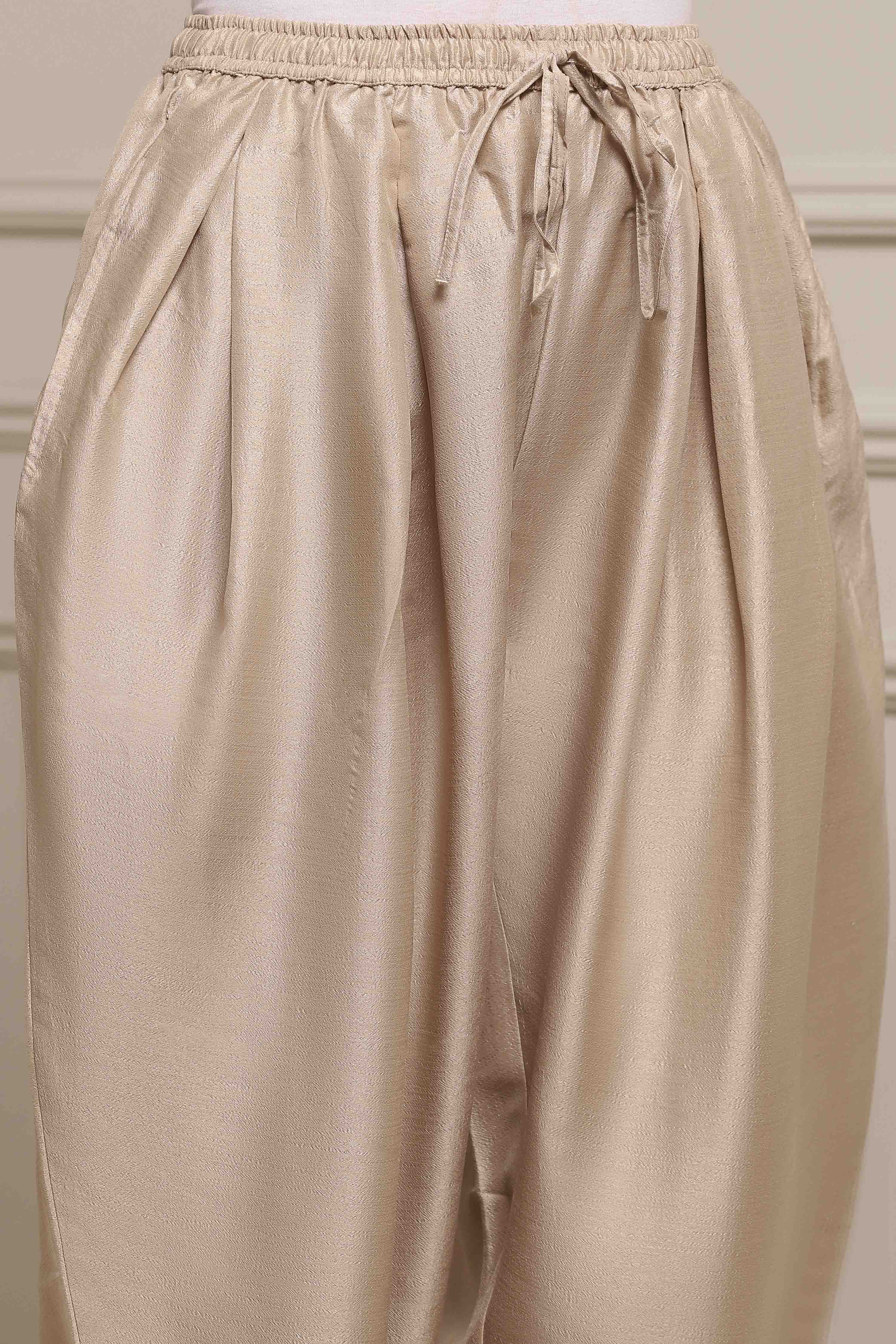 Beige Polyester Salwar Pants image number 1